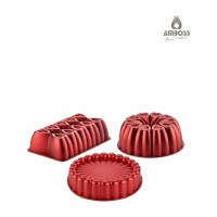 Amboss Sweet Trio 3 Parça Kek Kalıbı Seti - Kırmızı